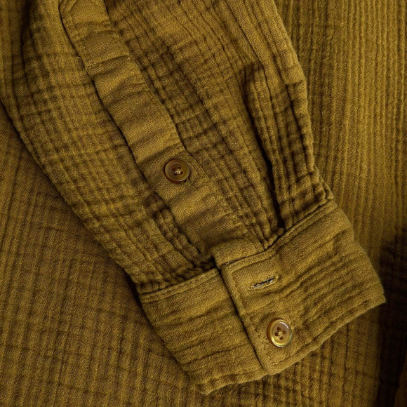 Garnet Hill Eden Organic Cotton‎ Shirtdress Size L Brown Lagenlook Gauzy - Picture 8 of 13